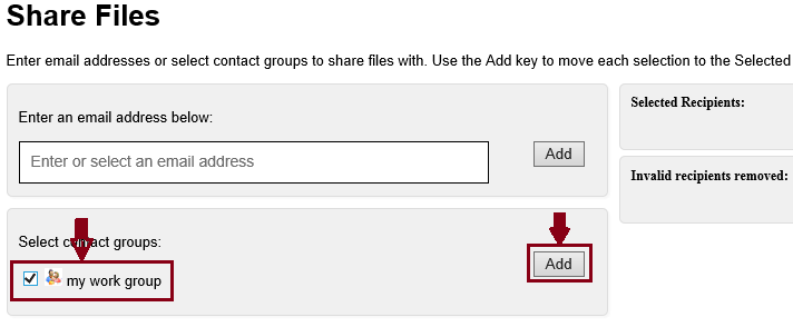 select contact group for sharing