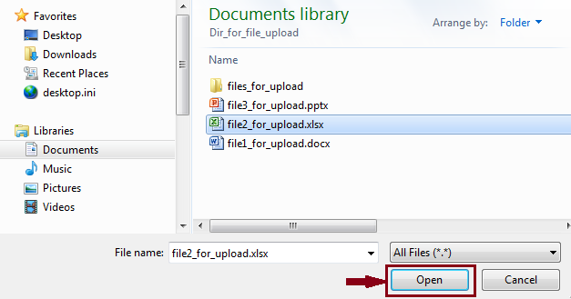 Select file for drag and drop